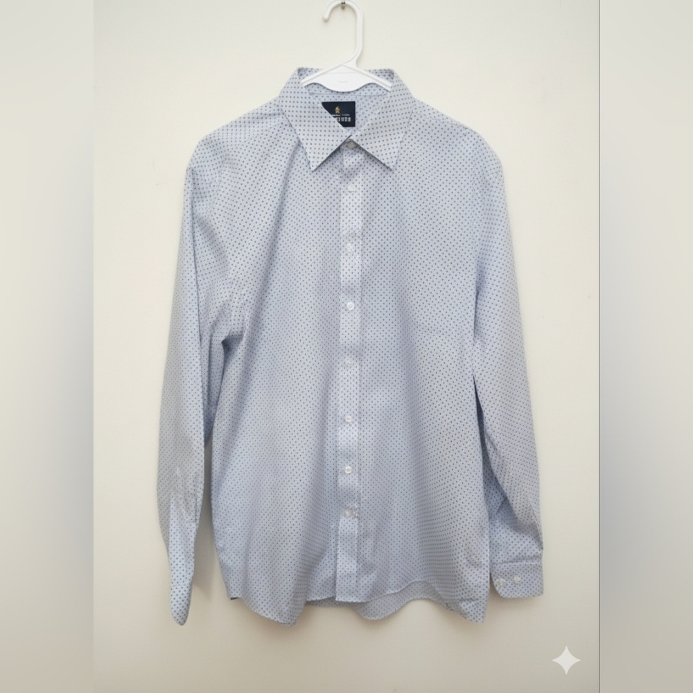 Stafford Travel Performance Super Dress Shirt Men's 18 34-35 Long Sleeve Blue